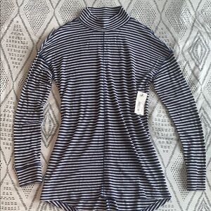 Navy and White Striped Women's Top Size M